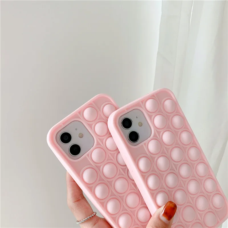 

Reliver Stress Pop Fidget Toy Push It Bubble Phone case For iphone 12 11 pro max mini XS MAX XR X 6 7 8 plus kid fun cute cover