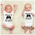 Детский игровой комплект для 2 игроков Twin Baby s Player, 3 детских костюма для близнецов, нейтральные рубашки, игровые Смешные рубашки для новорожденных, подарок для будущей мамы