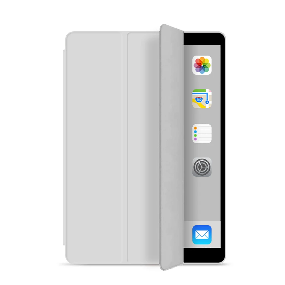 Light Gray 7-го поколения, трехслойный смарт-чехол, funda для iPad, 10,2 дюймов, Автоматический Режим сна/пробуждения, светильник, весовая подставка, силиконовый чехол, A2200, A2198, A2197 - Цвет: Light Gray