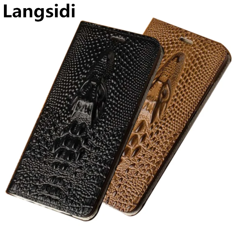 Чехол из натуральной кожи с крокодиловой головкой и отделением для карт Sony Xperia XA