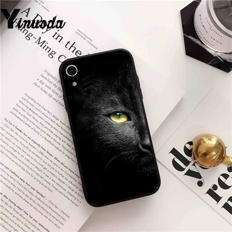 

Yinuoda Black Cat Staring Eye Phone Case cover For iPhone X 6 6S Plus coque for iPhone XS MAX SE 12 Pro Promax