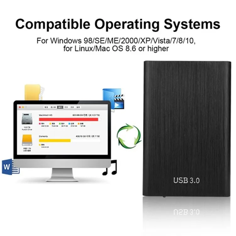 HDD 2 5 &quotпортативный внешний жесткий диск 500 Гб/750 Гб/ТБ/2 ТБ для ноутбука и