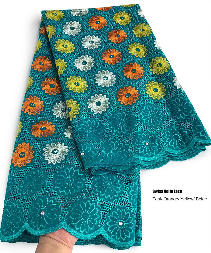 Кружевная швейцарская вуаль 5 ярдов модная африканская хлопчатобумажная ткань с