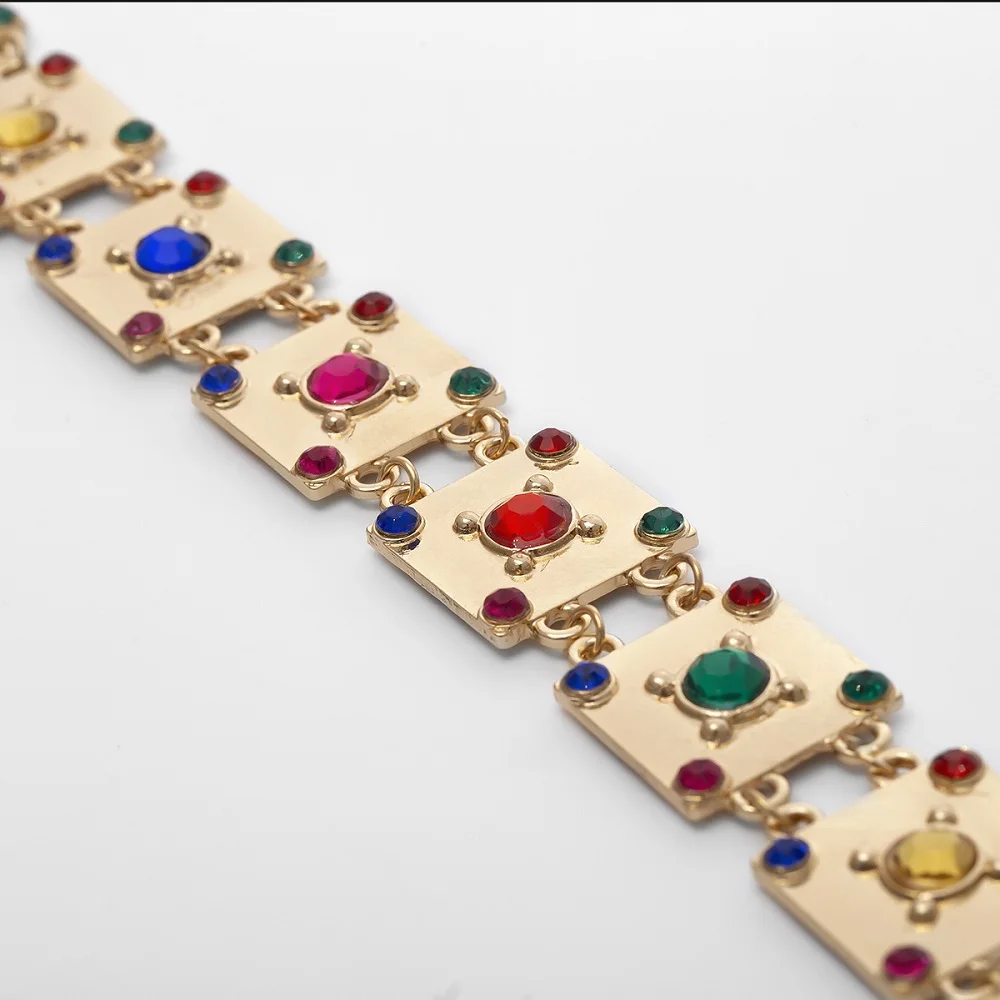 Винтажная дикая цепочка для тела на талию Геометрическая цветная квадратная |