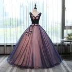 Винтажное бальное платье из тюля, платья для Quinceanera с V-образным вырезом, очаровательные платья с цветами и жемчугом для принцессы 15-16 лет, милое платье