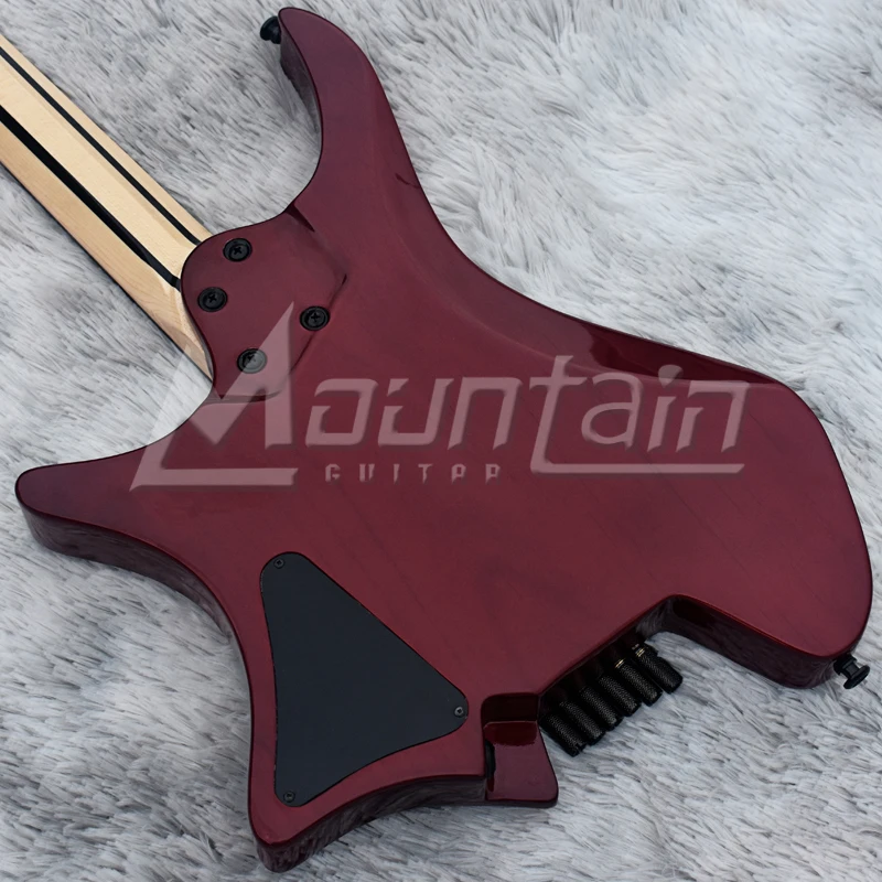 Горная безголовая гитара fanned fret 6 струнная электрогитара с корпусом из ольхи Пламя клен Топ ebony fret 5 шт. шеи