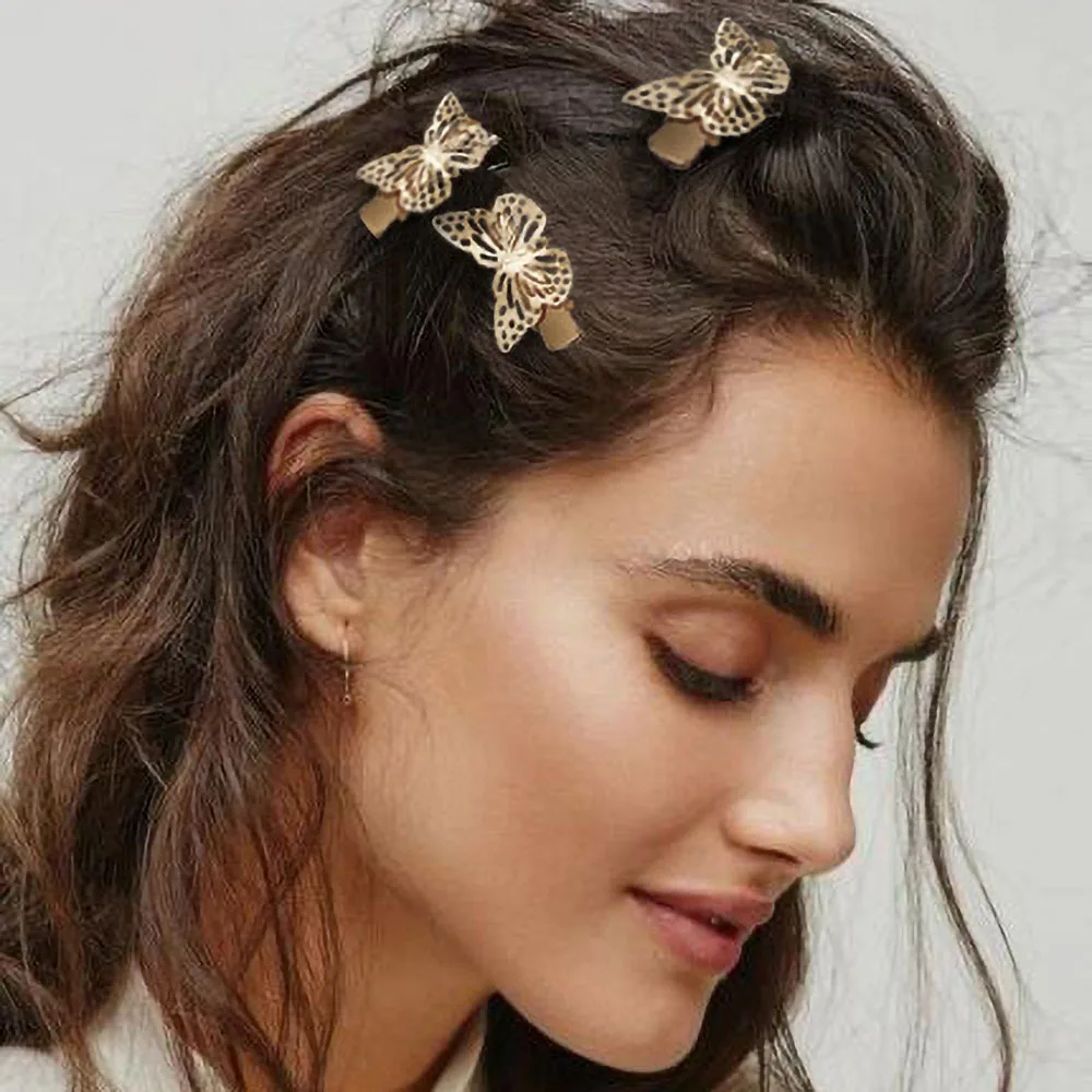 

Golden Butterfly Bridal Tiaras Hairbands Hairpins Bridesmaid Headdress Exquisite Hair Accessories Wedding Jewelry Headwear 1pc