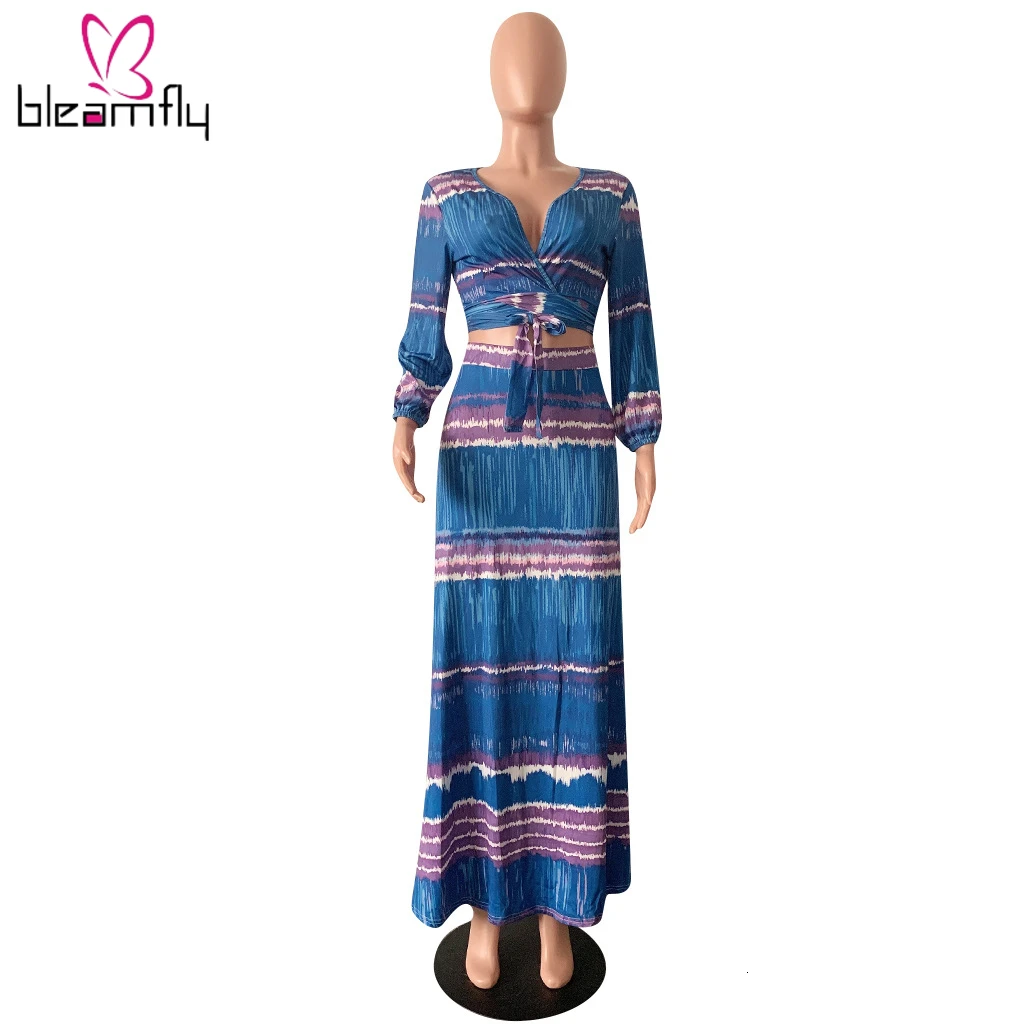 Новинка осени 2019 женские блузки с длинным рукавом и принтом в полоску топы юбки