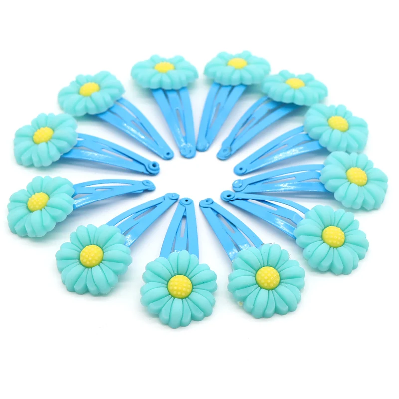Green flower clip 12 шт., hello kitty, эластичные резинки для волос, заколки для волос, для девочек, конский хвост, резинки, милые резинки для волос, резинки, резинки, аксессуары для волос - Цвет: Green flower clip
