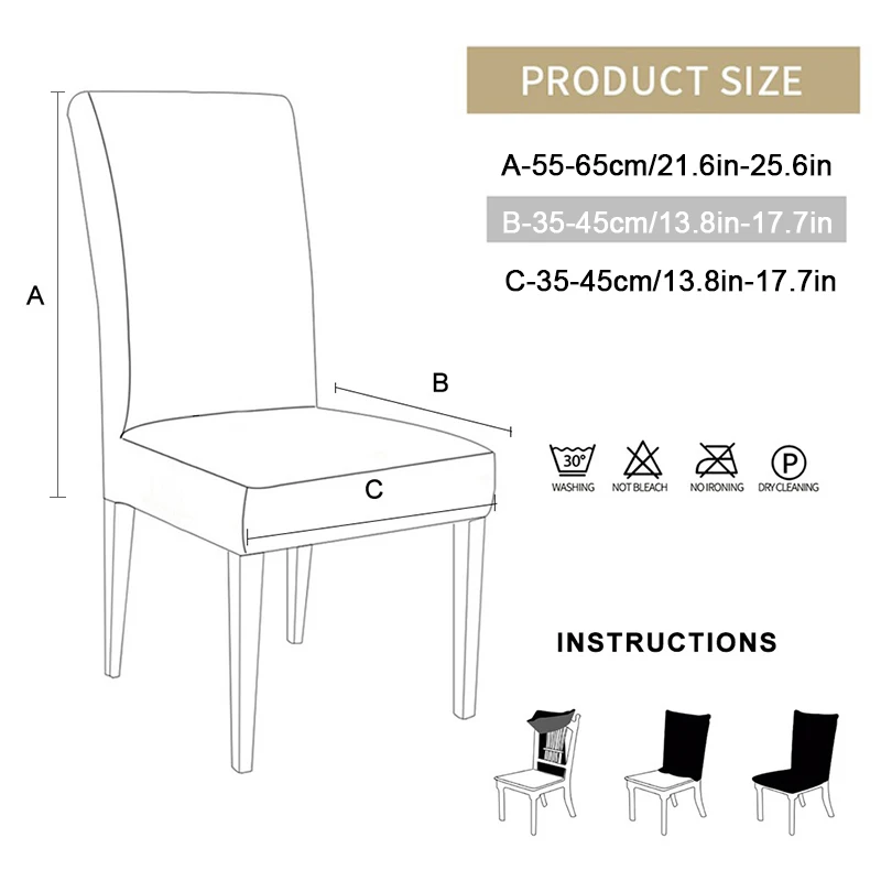 

Chair Cover Spandex Elastic Printed Stretch Home Kitchen Banquet Dining Room Jacquard Dust Guards Waterproof Removable Desk Seat