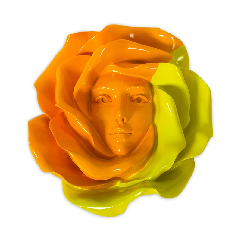 

Rose Abstract Figure Statue Wall Hanging Modern Fashion TV Background Decoration Resin Angel Sculpture Rose Figurine Crafts
