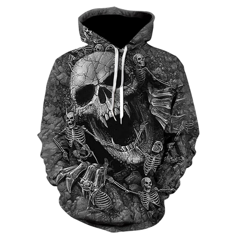 

Hot Sale Autumn Men's Clothing 3D Poker Skull Print Men Hoodies Sweatshirts Harajuku Pullover Hip Hop Jacket Oversize Hoodie To