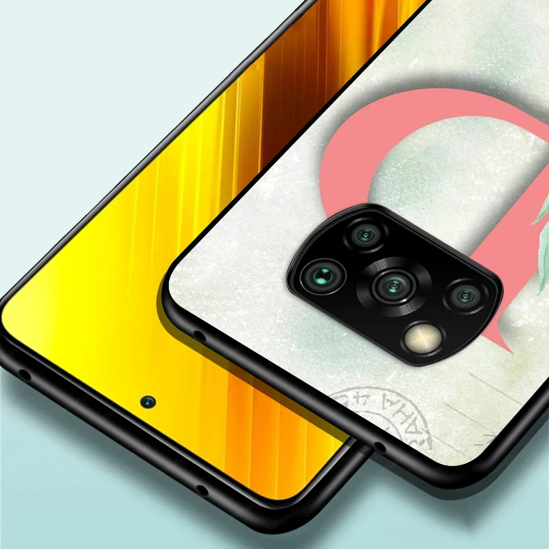 

Flower English Letters For Xiaomi Poco X3 NFC M3 M2 X2 F3 F2 Pro C3 F1 Mi Play Mix 3 A2 A1 6X 5X Black Phone Case