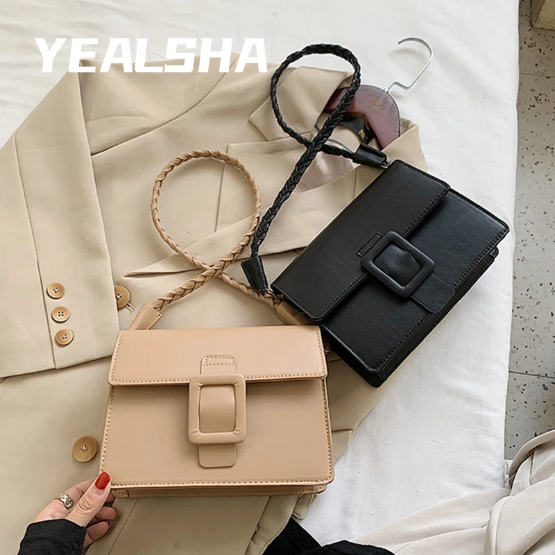 

2021 Fashion Trend Female Bag Woven Shoulder Strap Underarm Bag Messenger Bag Retro Single Shoulder Small Square Bag