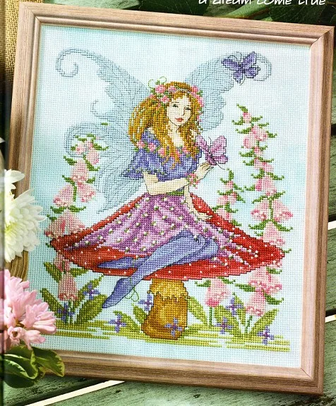 

Higher Cotton Counted Cross Stitch Kit Fancy Fairy Mushroom Fairy Flower Butterfly