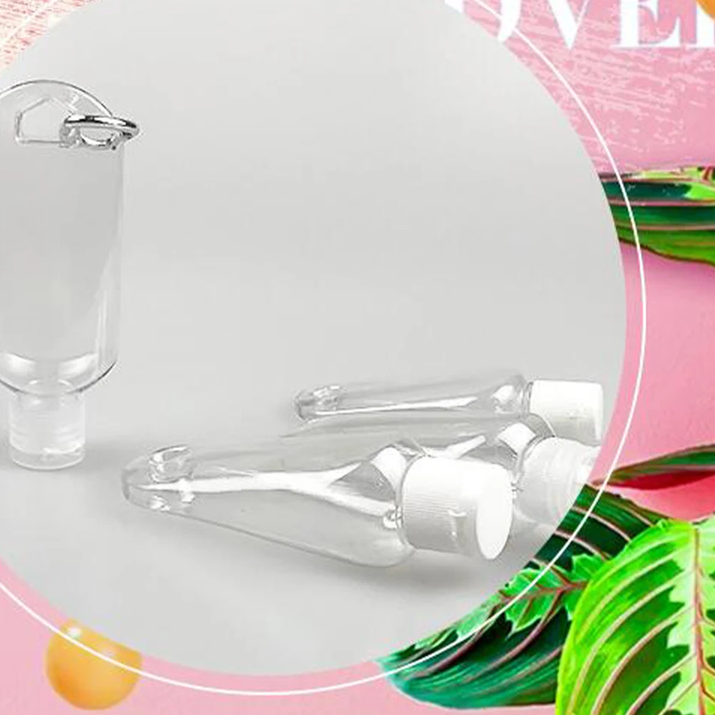 

5/10/15pcs 50ml Refillable Bottles Hand Sanitizer Containers Travel Bottles Alcohol Containers (Transparent Bottles Random Hook)