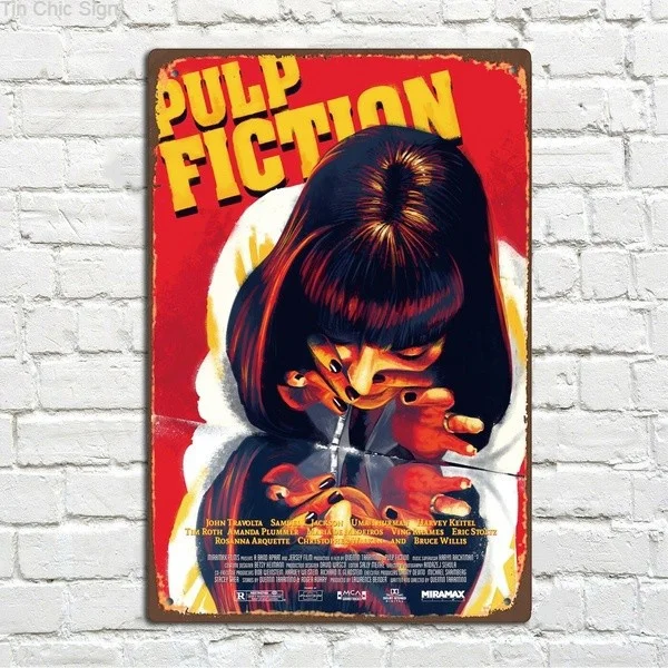

Pulp Fiction Classic Movie Metal Tin Sign Pin Up Metal Sign Wall Sign Metal Decor Wall Decor(20cmx30cm)
