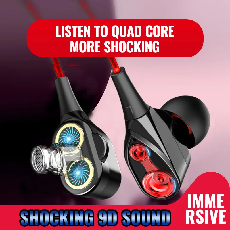 

Dual Drive Stereo Wired earphone 3.5mm earphones In-Ear Sport Headset With Mic mini Earbuds Earphones For smart phone