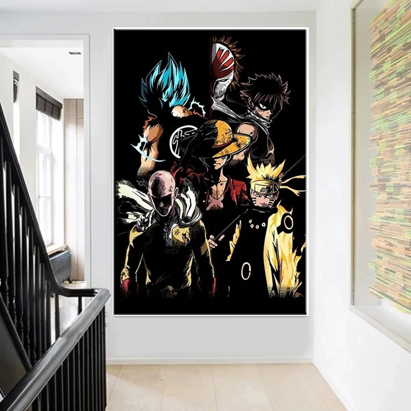 Anime Naruto Goku Luffy Painting Modern Art Poster Cloth Painting and Mural Printing Poster Wall Living Room Wall Decoration