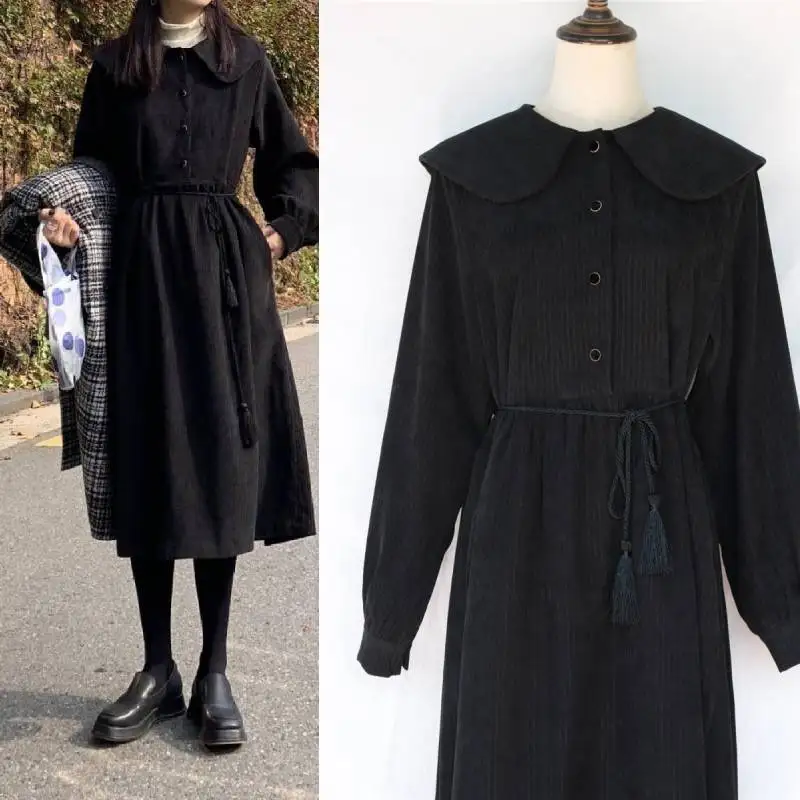 

S-Xl Plus Size New Spring Dress Girls Boho Solid Female Vintage Dress Party Oversize Long Sleeve Women Dresses Robe Vestido