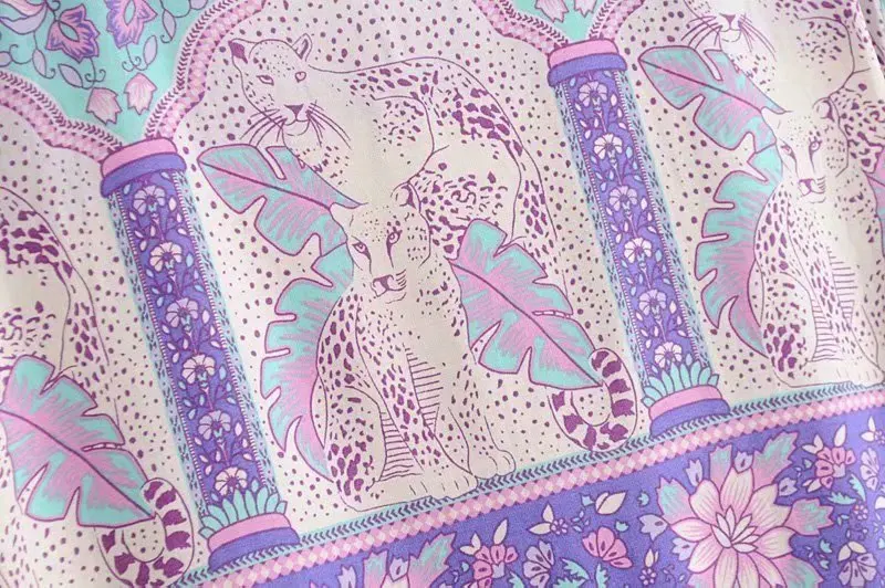 Винтажная шикарная женская фиолетовая рубашка в стиле бохо с цветочным принтом и