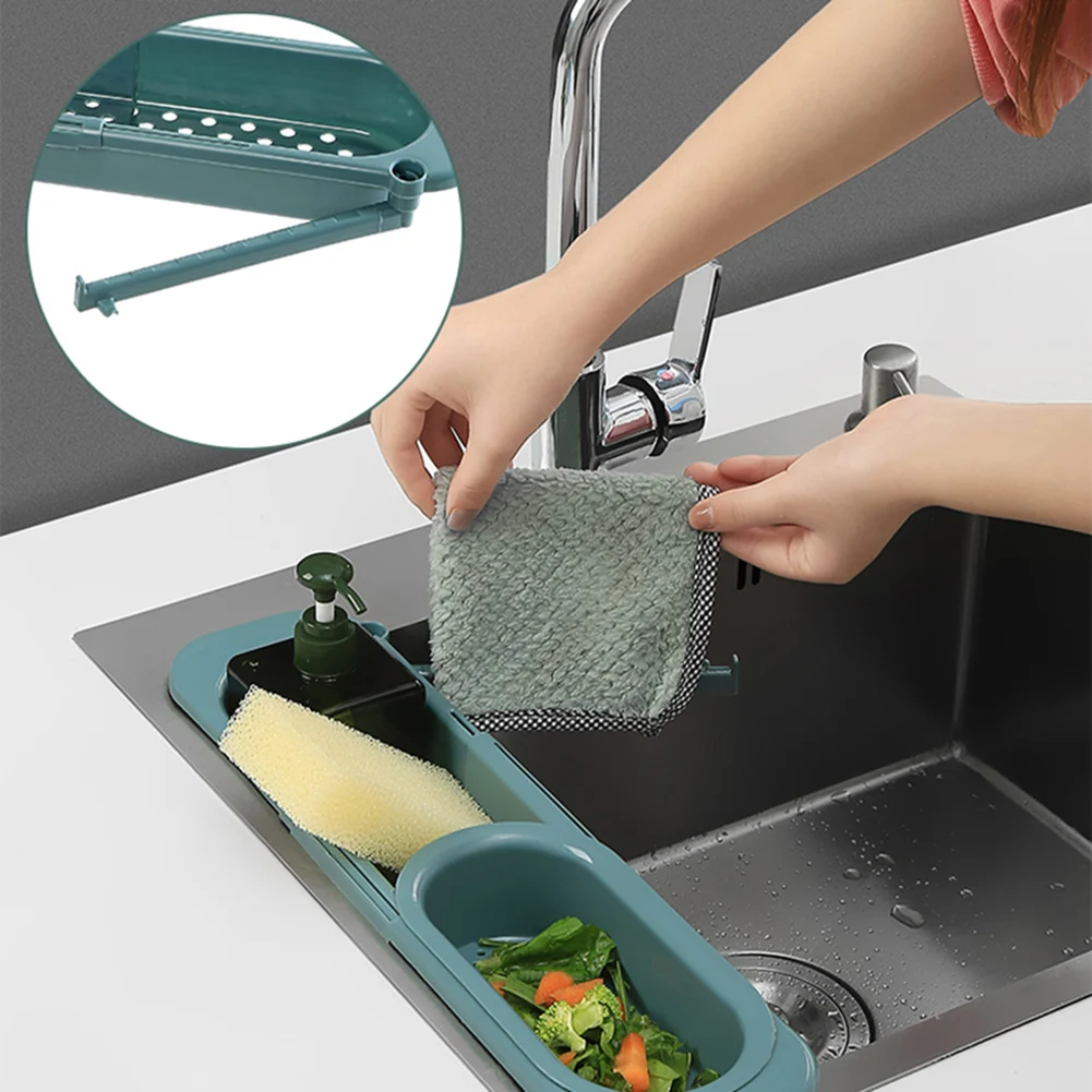 

Sink Organizer Dish Drainer Kitchen Organizer for Soap Towel Rack Home Supplies Kitchen Accessories Adjustable Shelf Storage