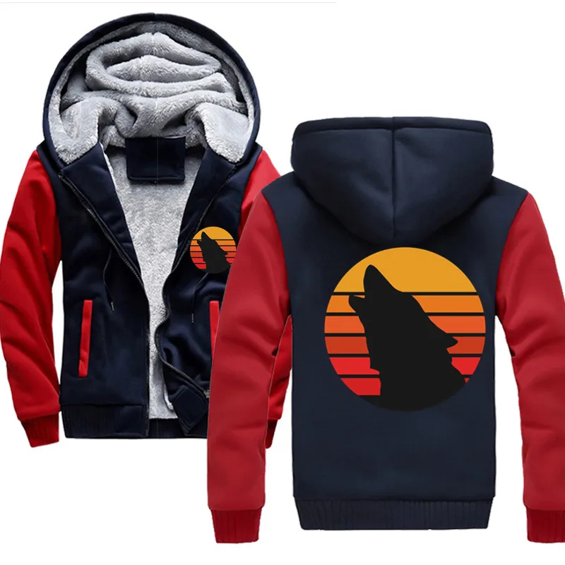

Wolf Howling One Piece Cartoon Hoodies Casual Jacket Male Thick Coat Hip Hop Men Hooded 2020 Winter Hot Sale Warm Sweatshirts