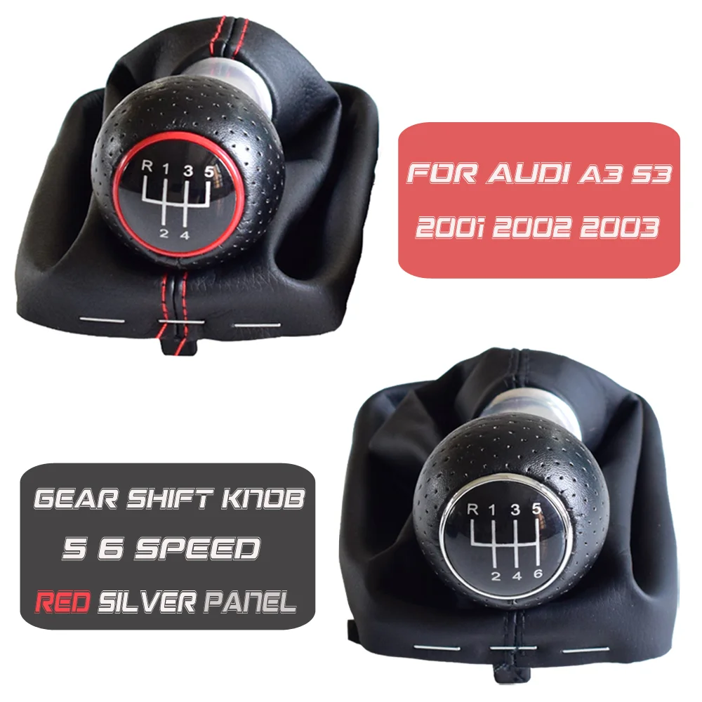 

For Audi A3 S3 2001 2002 2003 5 6 Speed Shifter Car Leather Boot Gear Shift Knob Head Lever Cover Accessories