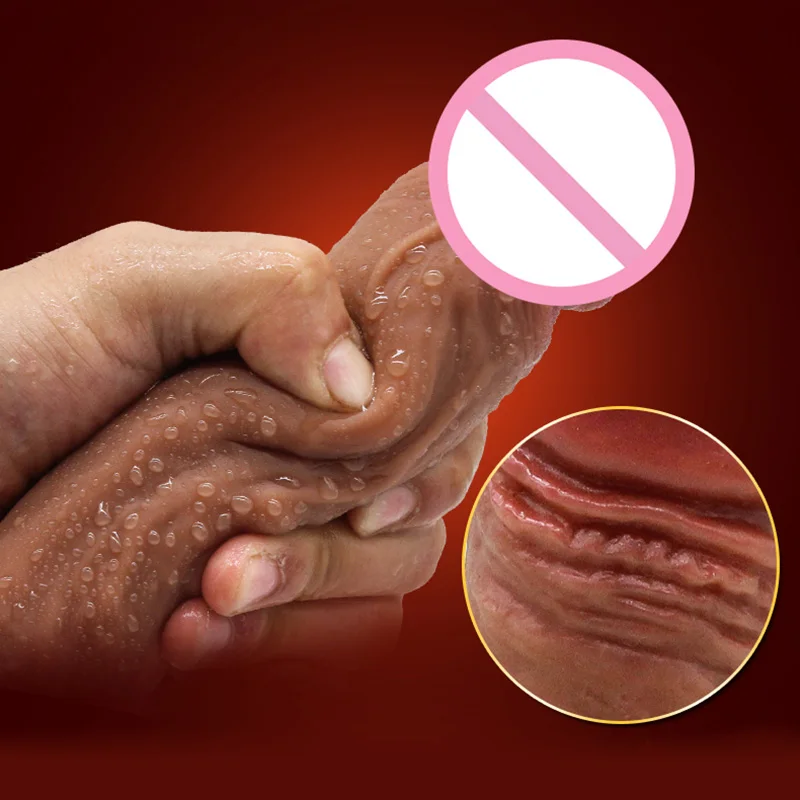 Реалистичный мягкий большой фаллоимитатор на присоске реалистичный пенис