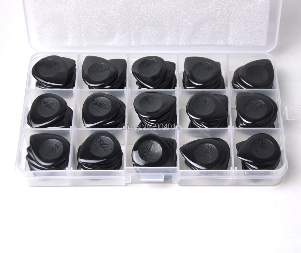 

100pcs Alice X-Heavy 3mm Teardrop Waterdrop Black Guitar Picks Plectrums With Box For Electric Guitar Jazz