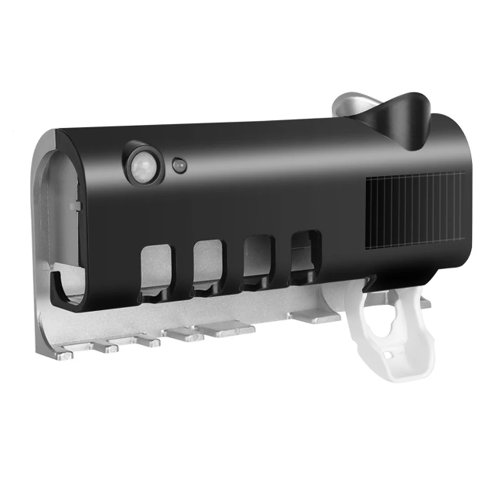 

Plastic Wall Mounted Dust-proof Ultraviolet Toothpaste Dispenser Solar USB Rechargeable Toothbrush Storage Holder Rack Bathroom
