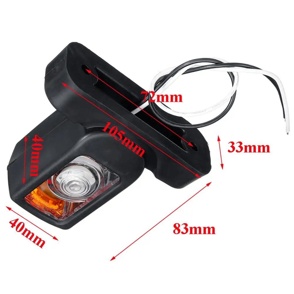 

1 Pair 12/24V Truck LED Side Marker Light Triple Amber White Red Indicator Lamps For Trailer Lorry RV Bus