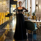 Женское платье с длинным рукавом, ТРАПЕЦИЕВИДНОЕ Тюлевое платье с жемчугом на завязках, вечернее платье для выпускного вечера, 2022