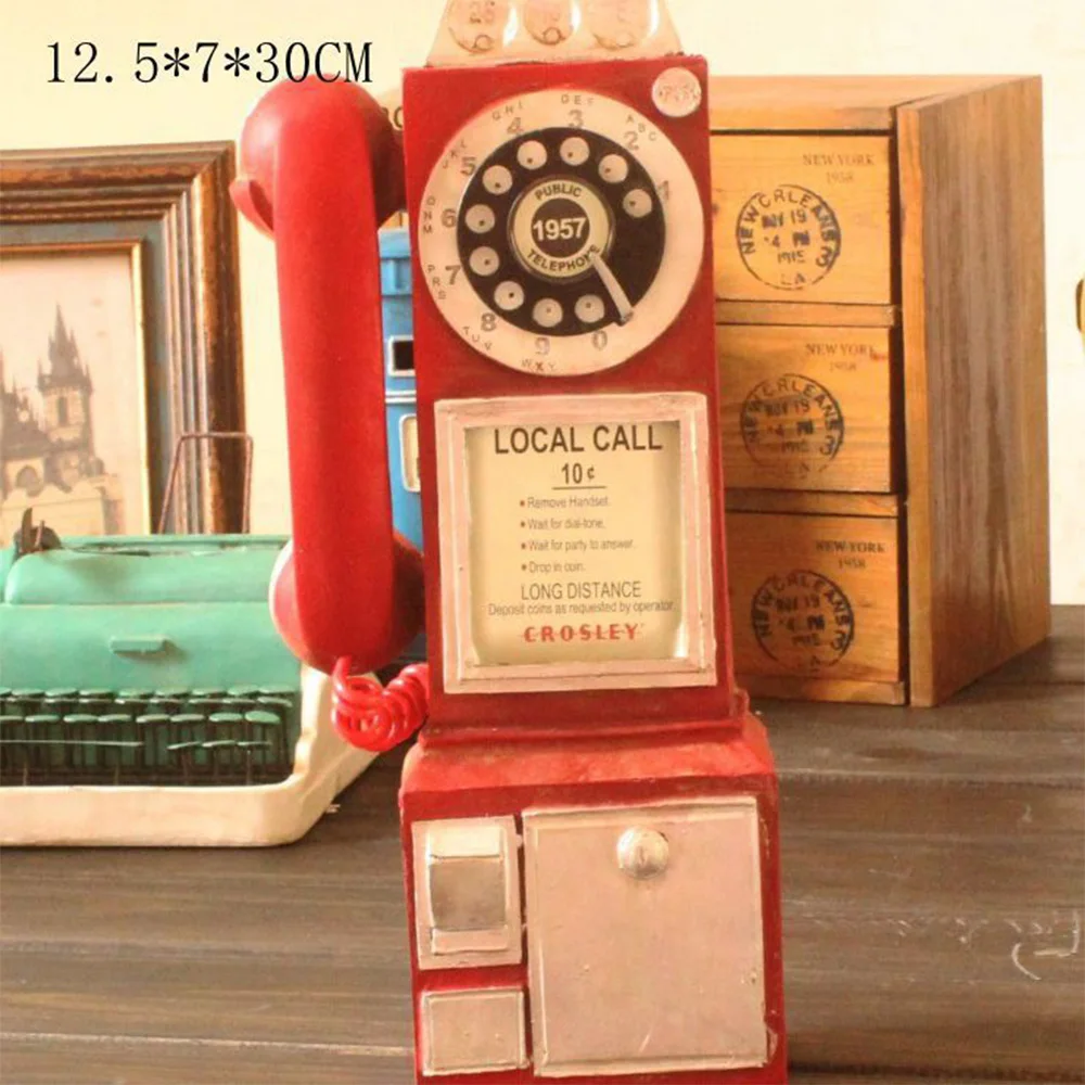 

Creativity Vintage Telephone Model Wall Hanging Ornaments Retro Furniture Phone Mini Crafts Gift For Bar Home Decoration