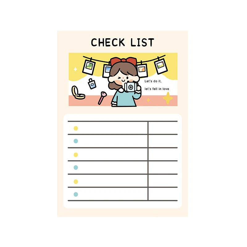 Kawaii Check List Week Month Calendar Sticky Notes Memo Pad Girl Diary Stationary Flakes Scrapbook Decorative | Канцтовары для