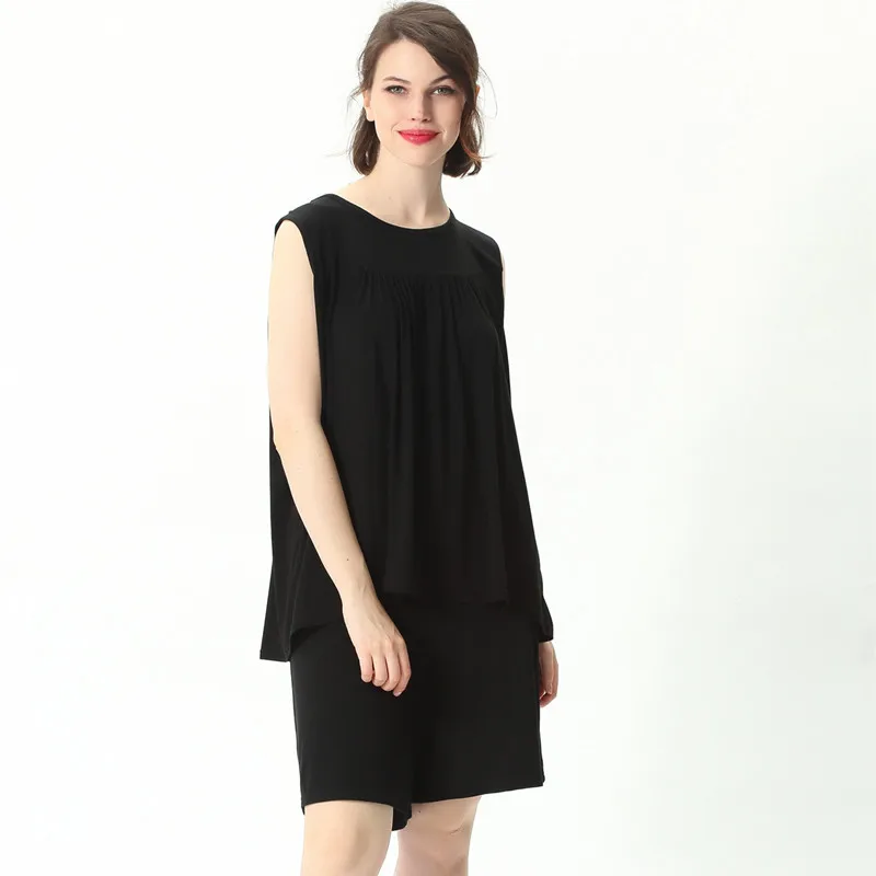 Fdfklak 2020 Summer New Women Sleeveless Pink Pajamas Set Ladies Comfort Sleepwear Loose Soft Wear 7XL Large Size Homewear