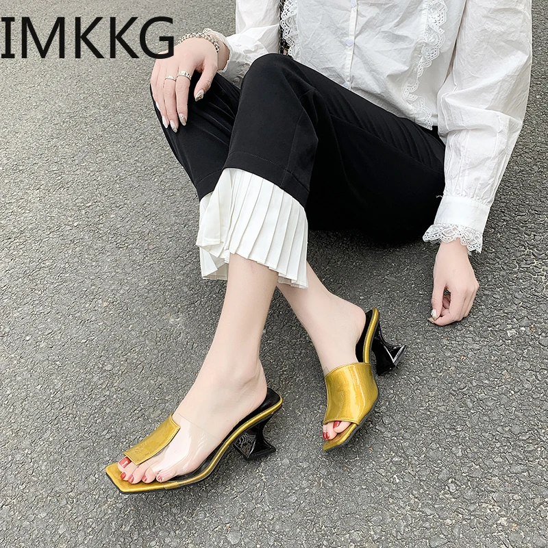 Женские сандалии на высоком каблуке Разноцветные Повседневные слиперы