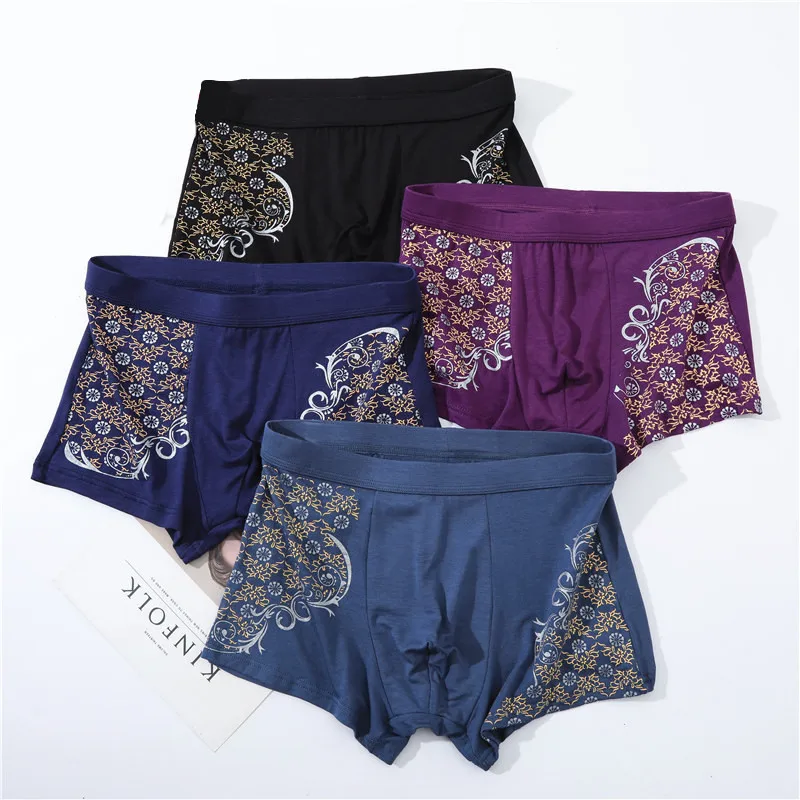 Трусы-боксеры мужские с принтом из натурального хлопка дышащие пикантные