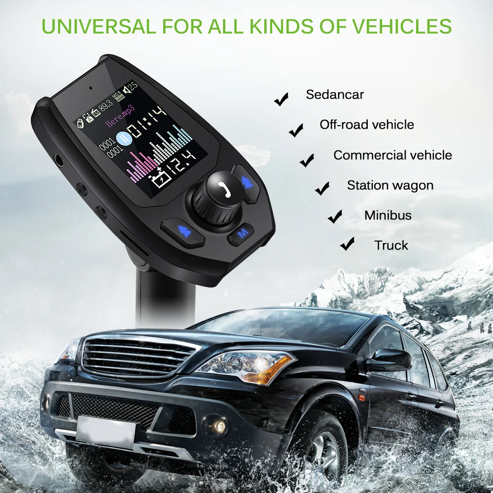 FM-модулятор Bluetooth 5 0 автомобильный комплект громкой связи AUX Play mp3-плеер 2 1 А