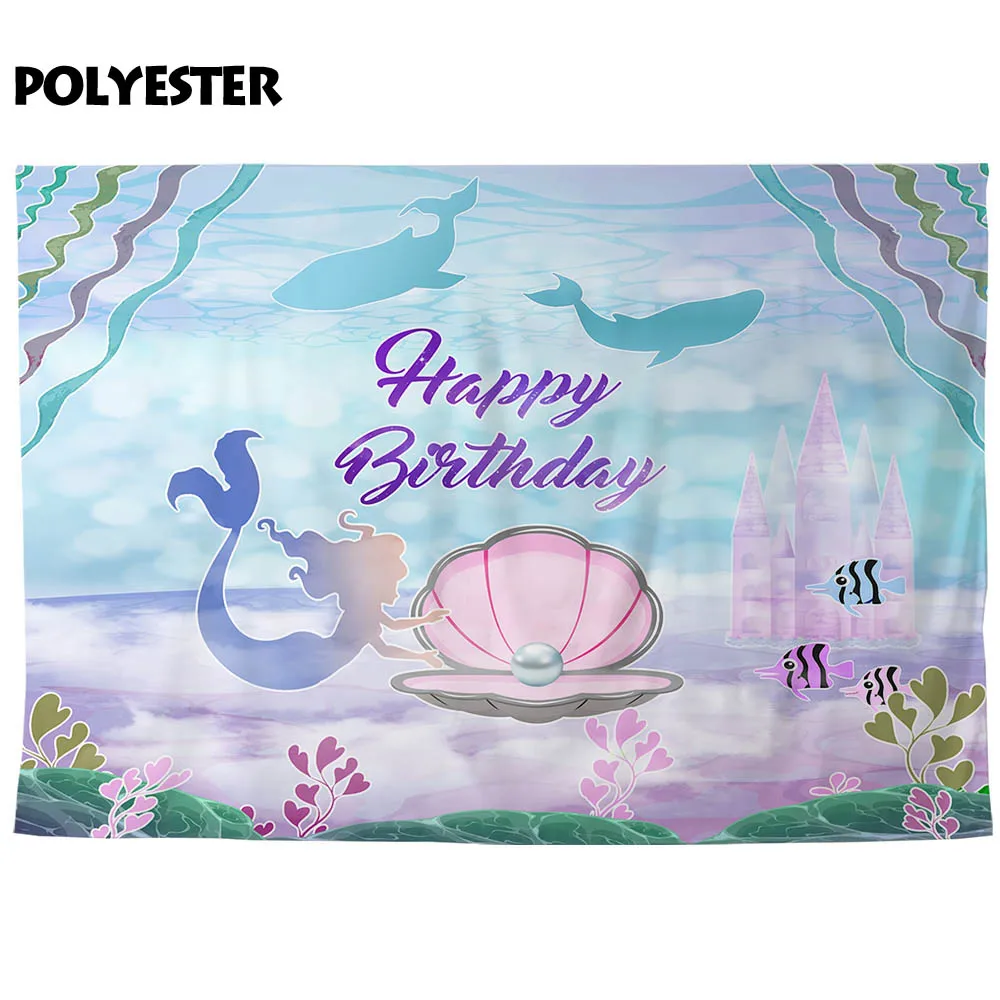 Allenjoy Русалка 1-й День рождения фон для девочки замок коралловый ракушки жемчуг