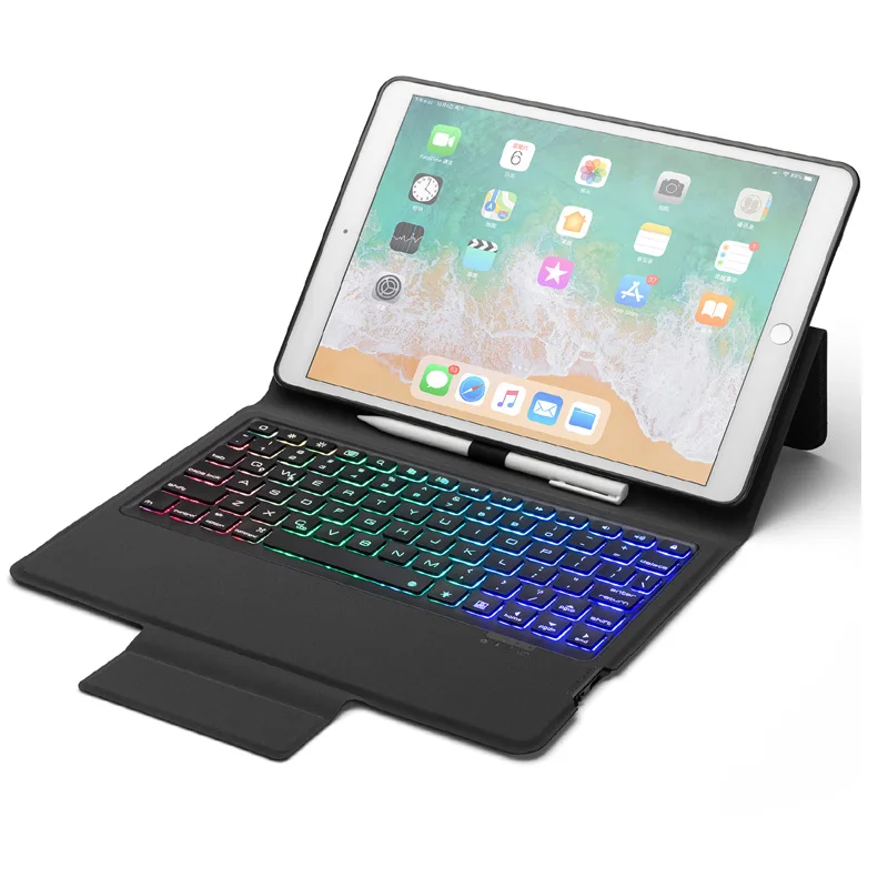7 цветов задняя подсветка Беспроводная Bluetooth клавиатура чехол для ipad 10,2 Авто Режим сна/Пробуждение защитный чехол для ipad 10,2