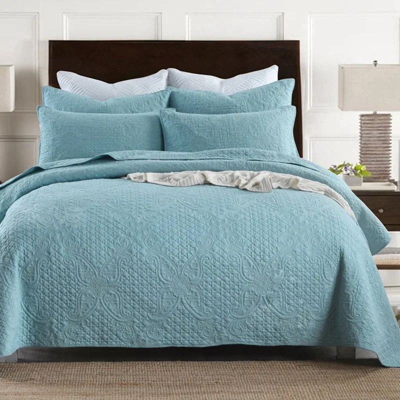 

Quality Bedspreads For Bed Cotton Quilt Set 3pcs Embroidered Quilts Bed Cover King Queen Size Quilted Coverlet Blanket CHAUSUB