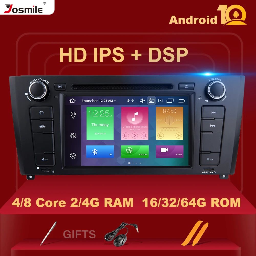 Автомагнитола с GPS навигацией IPS DSP 1 Din Android 10 DVD для BMW серии e87 E88 E82 E81 I20 4 ГБ 64 Qcta