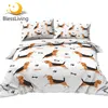 BlessLiving Pet Dog Bedding Set Paw Print Duvet Cover Sets Cartoon Animal Bed Cover Puppy Bedspreads Seamless Funny Home Decor 1
