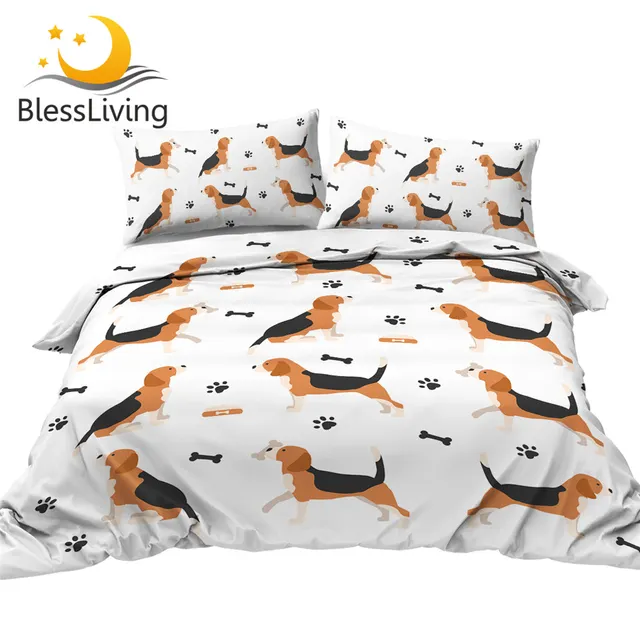 BlessLiving Pet Dog Bedding Set Paw Print Duvet Cover Sets Cartoon Animal Bed Cover Puppy Bedspreads Seamless Funny Home Decor 1