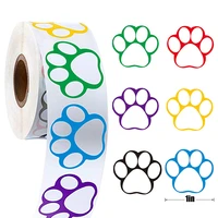 500pcs 1inch paw print stickers roll colorful dog paw labels stickers writable label waterproof bear paw print stickers for kids