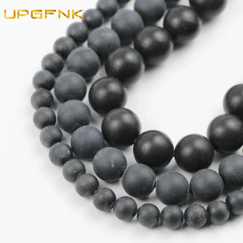 

Круглые бусины-разделители UPGFNK натуральный матовый камень обсидиановые для изготовления ювелирных изделий 4/6/8/10/12 мм, аксессуары «сделай с...