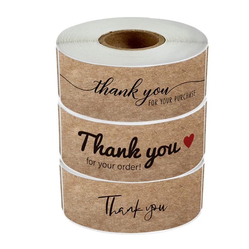 

120Pcs/Roll 1x3 Inch kraft paper Thank You For Your Order Stickers Envelope Sealing Labels Party Decor Gifts Packaging Stickers