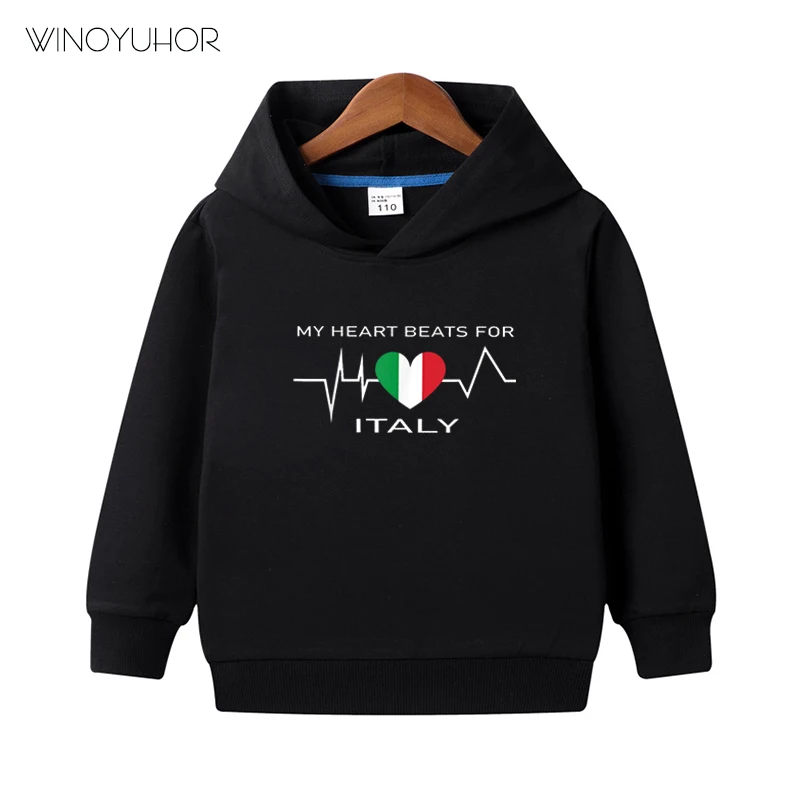 

Детские толстовки с изображением флага сердцебиения, популярный детский пуловер, хлопковые Осенние Топы с длинным рукавом для мальчиков и девочек, забавная уличная одежда