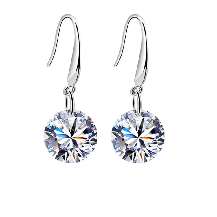 

Krasivaya Sliver White Zircon Earrings For Women Fashion Jewelry Trendy Gift